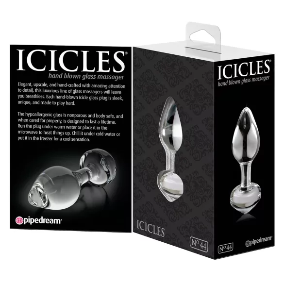 Icicles No. 44 - korek analny szklany - stożkowy - przezroczysty