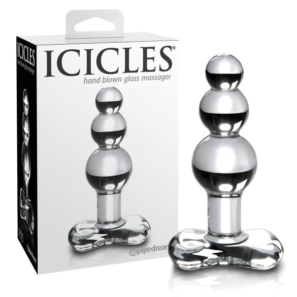 Icicles No. 47 - potrójnie koralikowy, szklany plug analny (przezroczysty)