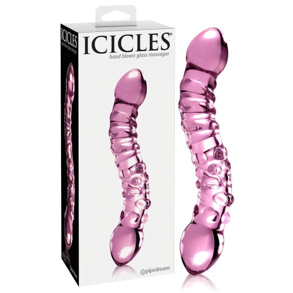 Icicles No. 55 - dildo dwustronne - do punktu G - szkło - różowy