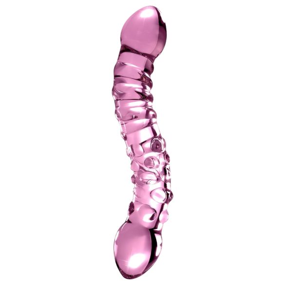 Icicles No. 55 - dildo dwustronne - do punktu G - szkło - różowy