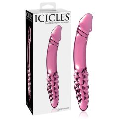   Icicles No. 57 - szklane dildo z dwoma końcówkami na penisa (różowe)