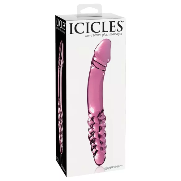 Icicles No. 57 - dildo dwustronne z penisem - szkło - różowy