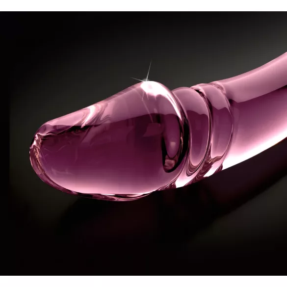 Icicles No. 57 - dildo dwustronne z penisem - szkło - różowy