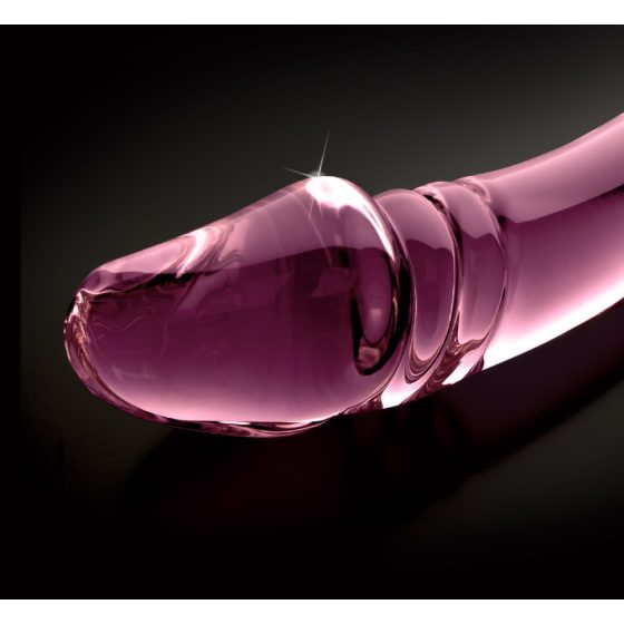 Icicles No. 57 - szklane dildo z dwoma końcówkami na penisa (różowe)