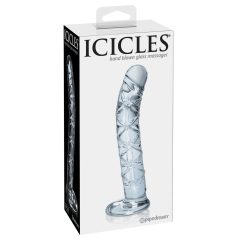  Icicles No. 60 - szklane dildo z penisem z siatki (półprzezroczyste)