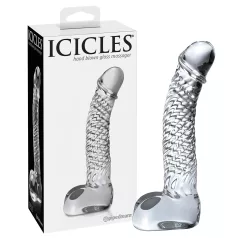   Icicles No. 61 - szklany dildo z jądrami i penisem - przezroczysty