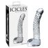 Icicles No. 61 - szklany dildo z pierścieniami i końcówką w kształcie penisa (przezroczysty)