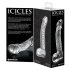 Icicles No. 61 - szklany dildo z pierścieniami i końcówką w kształcie penisa (przezroczysty)