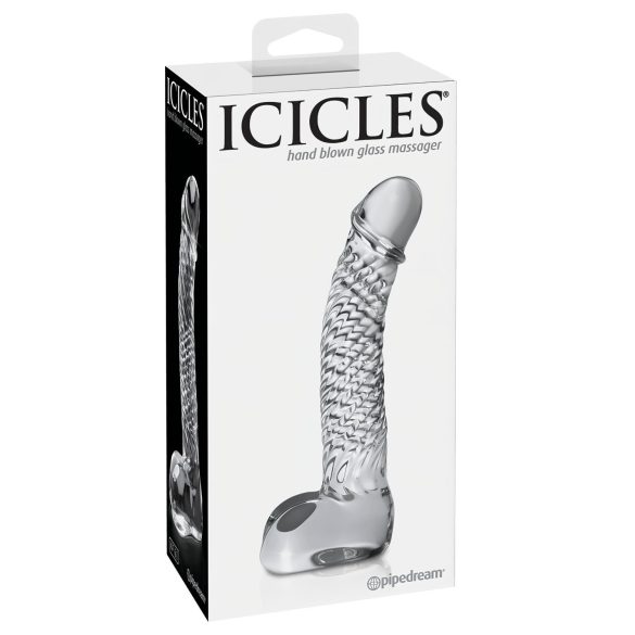 Icicles No. 61 - szklany dildo z jądrami i penisem - przezroczysty