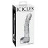 Icicles No. 61 - szklany dildo z pierścieniami i końcówką w kształcie penisa (przezroczysty)