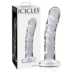 Icicles No. 62 - szklany dildo z wypustkami - przezroczysty