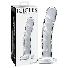 Icicles No. 62 - szklany dildo z wypustkami - przezroczysty