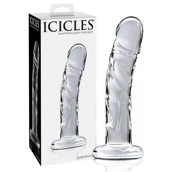 Icicles No. 62 - szklany dildo z wypustkami - przezroczysty