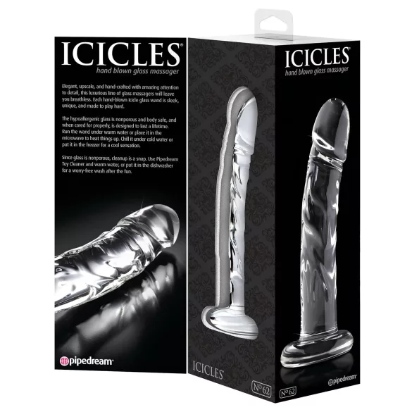 Icicles No. 62 - szklany dildo z wypustkami - przezroczysty