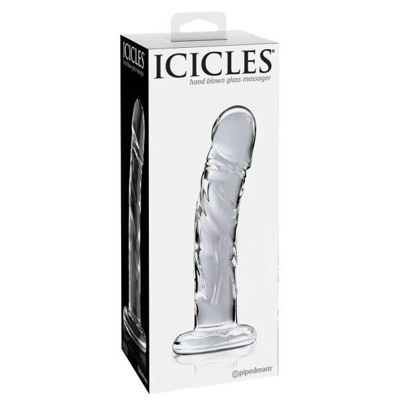Icicles No. 62 - szklany dildo z wypustkami - przezroczysty
