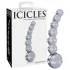 Icicles No. 66 - szklany dildo wygięty z kulkami - przezroczysty