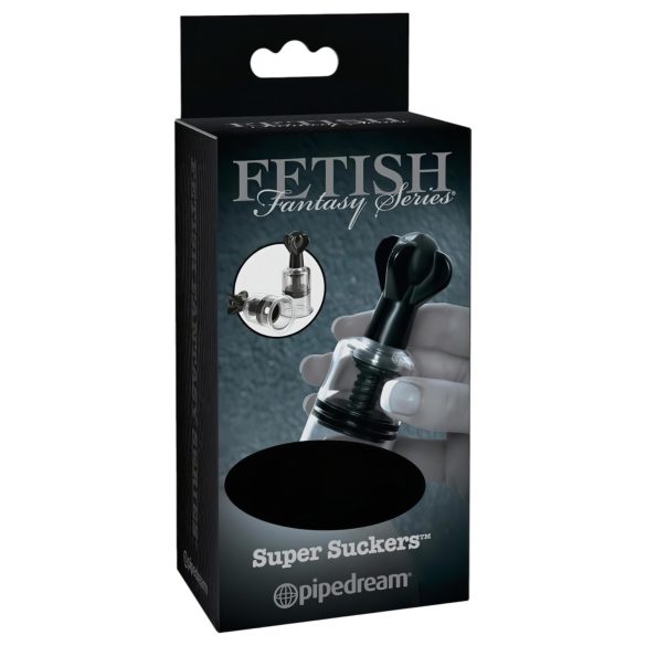 Fetish Super Suckers - pompki ssące do sutków (czarno-przezroczyste)