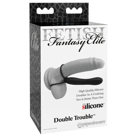 Podwójna Rozkosz Fetish - dildo z obrączką (czarne)