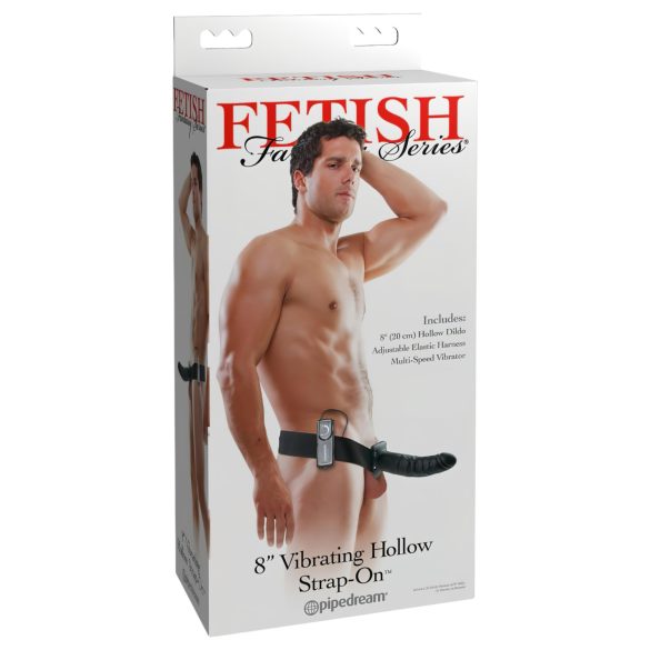 Fetish Strap-On 8 - regulowany, pusty wibrator (czarny)
