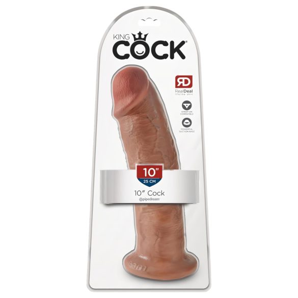 King Cock 10 - duży ciemny naturalny dildo z przyssawką (25 cm)