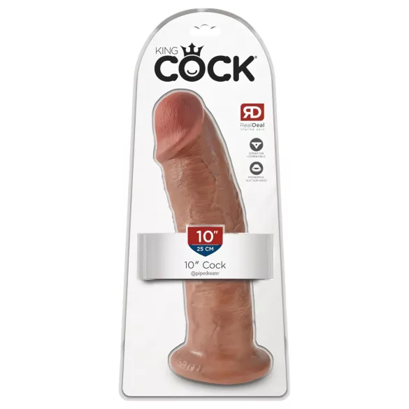 King Cock 10 - duży dildo z przyssawką (25 cm) - ciemny, naturalny kolor