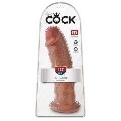   King Cock 10 - duże dildo z zaciskiem (25 cm) - ciemny naturalny