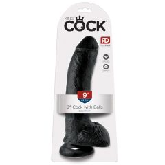   King Cock 9 - duże dildo z zaciskiem na jądra (23 cm) - czarny