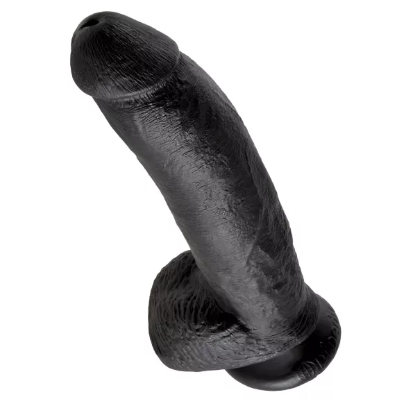 King Cock 9 - dildo z jądrami i przyssawką - czarny 23 cm