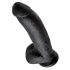King Cock 9 - czarny dildą z jądrami i przyssawką (23 cm)