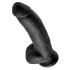 King Cock 9 - dildo z jądrami i przyssawką - czarny 23 cm