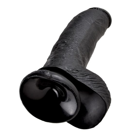 King Cock 9 - duże dildo z zaciskiem na jądra (23 cm) - czarny