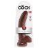 King Cock 9 - duży brązowy dildo z jądrami i przyssawką (23 cm)
