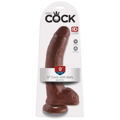   King Cock 9 - duże dildo z zaciskiem na jądra (23 cm) - brązowy