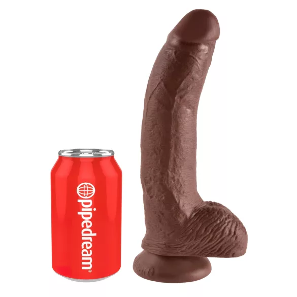 King Cock 9 - dildo z jądrami - z przyssawką - brązowy 23cm