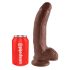 King Cock 9 - duży brązowy dildo z jądrami i przyssawką (23 cm)