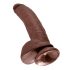 King Cock 9 - duży brązowy dildo z jądrami i przyssawką (23 cm)