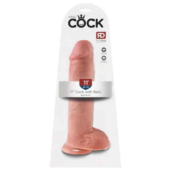 King Cock 11 - przyssawkowy dildo z jądrami (28 cm) - naturalny