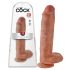 King Cock 11 - ciemny naturalny dildo z przyssawką, z jądrami (28 cm)