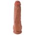 King Cock 11 - ciemny naturalny dildo z przyssawką, z jądrami (28 cm)