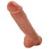King Cock 11 - ciemny naturalny dildo z przyssawką, z jądrami (28 cm)