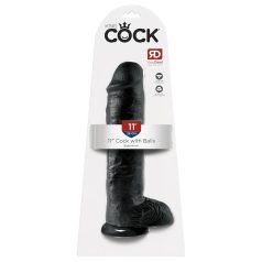 King Cock 11 - dildo z przyssawką i jądrami - czarny 28cm