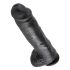 King Cock 11 - duży czarny dildo z przyssawką i jądrami (28 cm)