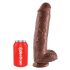 King Cock 11 - duży przyssawkowy dildo z jądrami (28 cm) - brązowy
