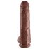 King Cock 11 - duży przyssawkowy dildo z jądrami (28 cm) - brązowy