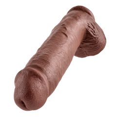   King Cock 11 - duże dildo z zaciskiem na jądra (28 cm) - brązowy