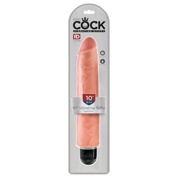 King Cock 10 Stiffy - wodoodporny, realistyczny wibrator (25 cm) - naturalny