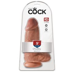  King Cock - dildo z przyssawką - gruby realistyczny - ciemny 23 cm