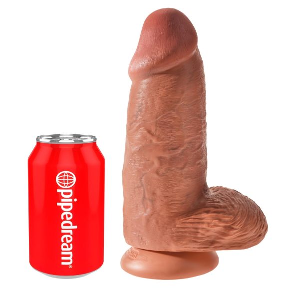 King Cock - dildo z przyssawką - gruby realistyczny - ciemny 23 cm