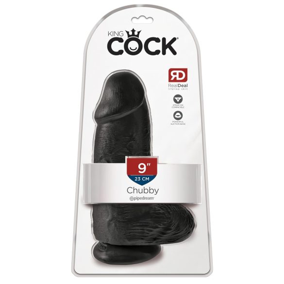 King Cock 9 Chubby: mocny, czarny dilda z przyssawką i jądrami (23cm)