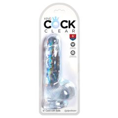 King Cock Clear 6 - małe dildo z jądrami (15 cm)